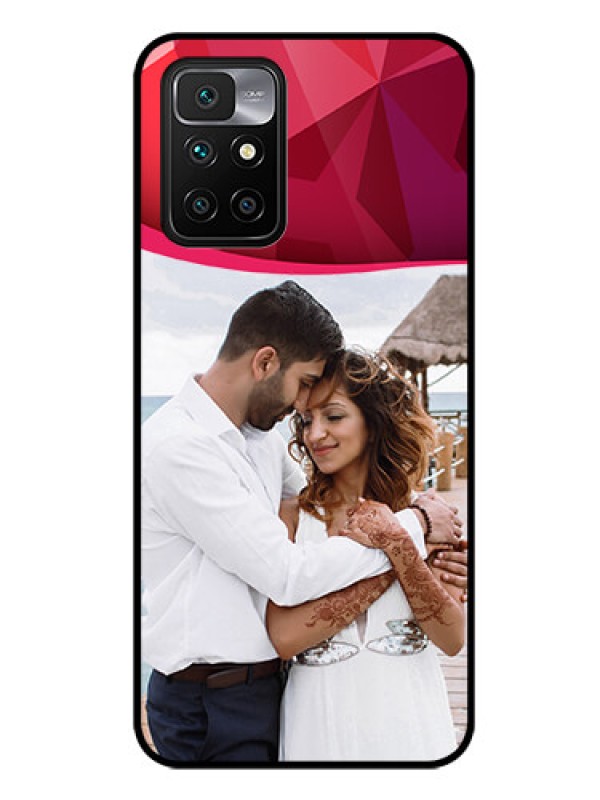 Custom Redmi 10 Prime 2022 Custom Glass Mobile Case - Red Abstract Design
