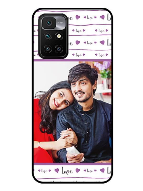 Custom Redmi 10 Prime 2022 Custom Glass Mobile Case - Couples Heart Design