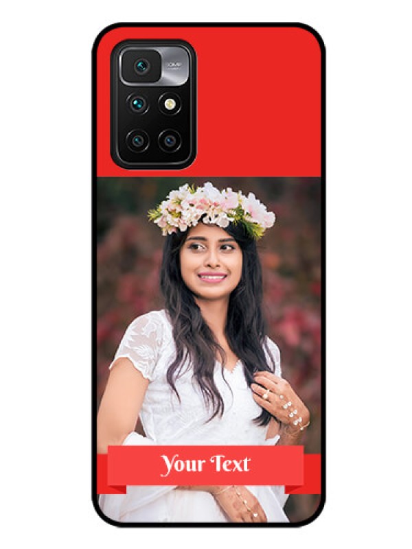 Custom Redmi 10 Prime 2022 Custom Glass Phone Case - Simple Red Color Design