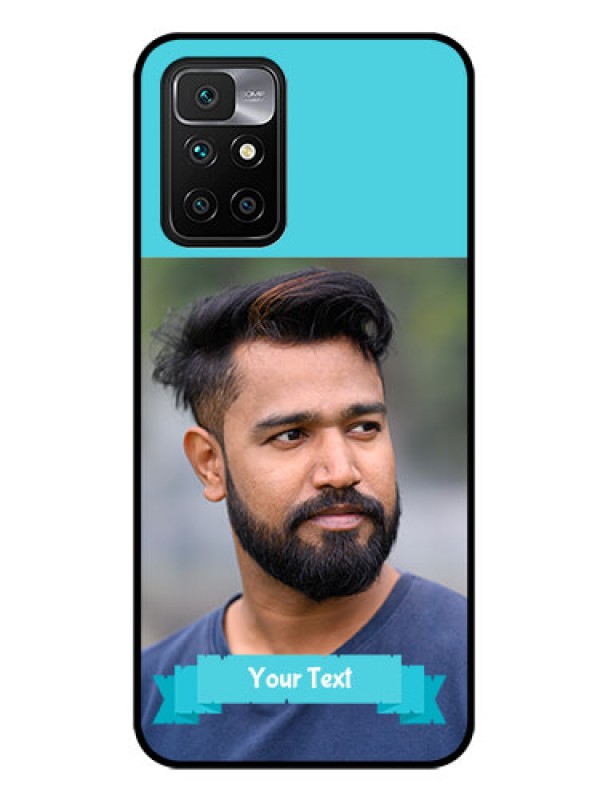 Custom Redmi 10 Prime 2022 Personalized Glass Phone Case - Simple Blue Color Design