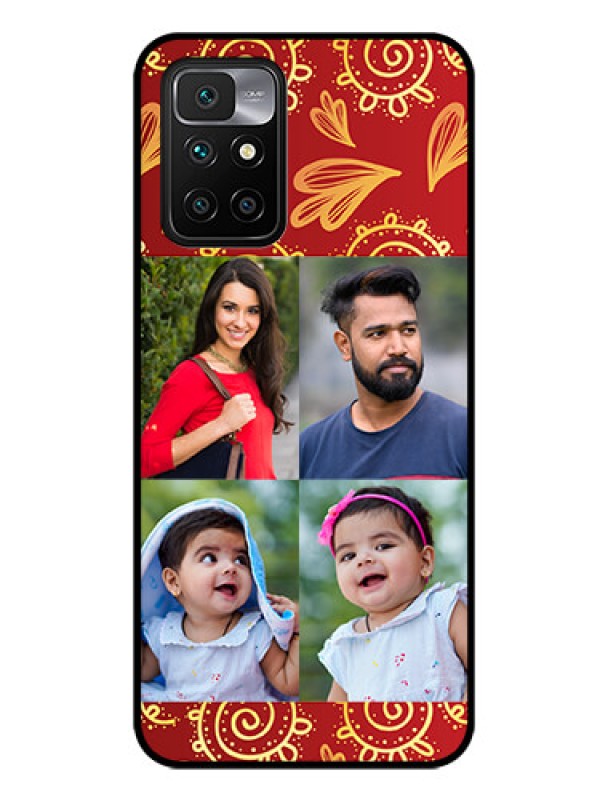 Custom Redmi 10 Prime 2022 Photo Printing on Glass Case - 4 Image Traditional Design