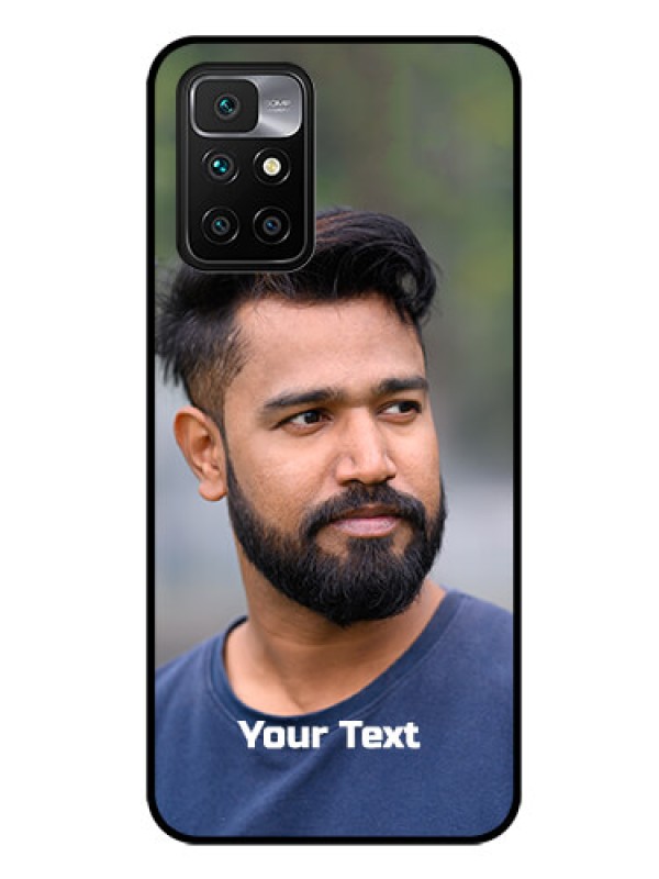 Custom Redmi 10 Prime 2022 Glass Mobile Cover: Photo with Text