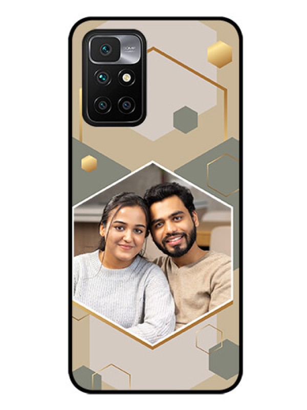 Custom Xiaomi Redmi 10 Prime 2022 Photo Printing on Glass Case - Stylish Hexagon Pattern Design