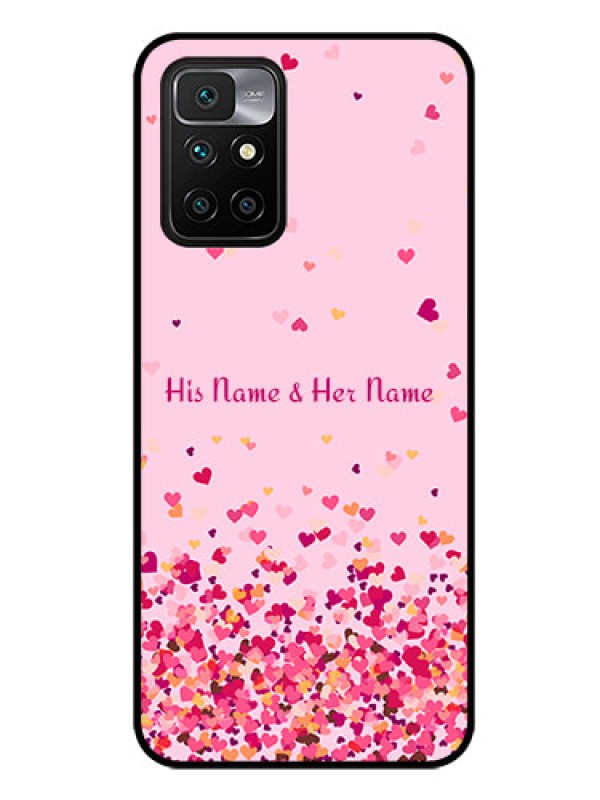 Custom Xiaomi Redmi 10 Prime 2022 Photo Printing on Glass Case - Floating Hearts Design