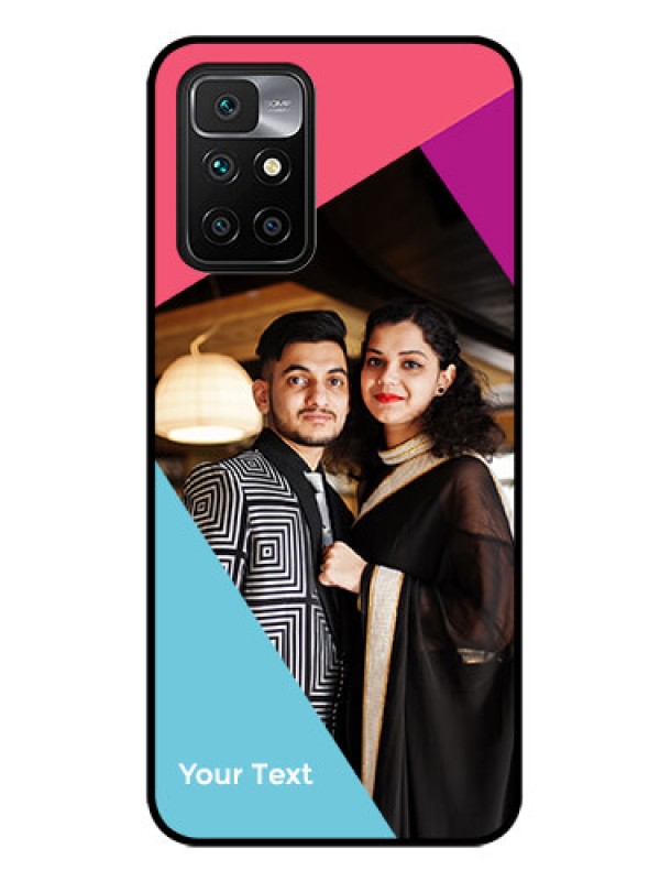 Custom Xiaomi Redmi 10 Prime 2022 Custom Glass Mobile Case - Stacked Triple colour Design