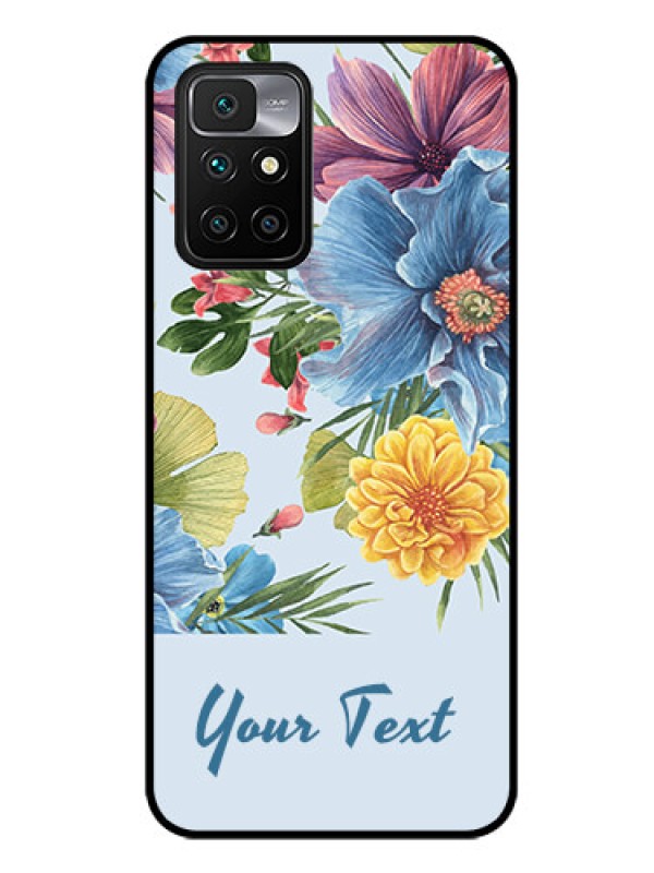 Custom Xiaomi Redmi 10 Prime 2022 Custom Glass Mobile Case - Stunning Watercolored Flowers Painting Design