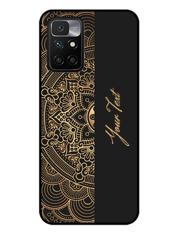 Custom Xiaomi Redmi 10 Prime 2022 Photo Printing on Glass Case - Mandala art with custom text Design