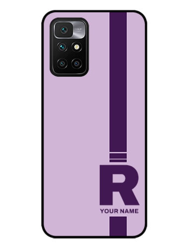 Custom Xiaomi Redmi 10 Prime 2022 Photo Printing on Glass Case - Simple dual tone stripe with name Design