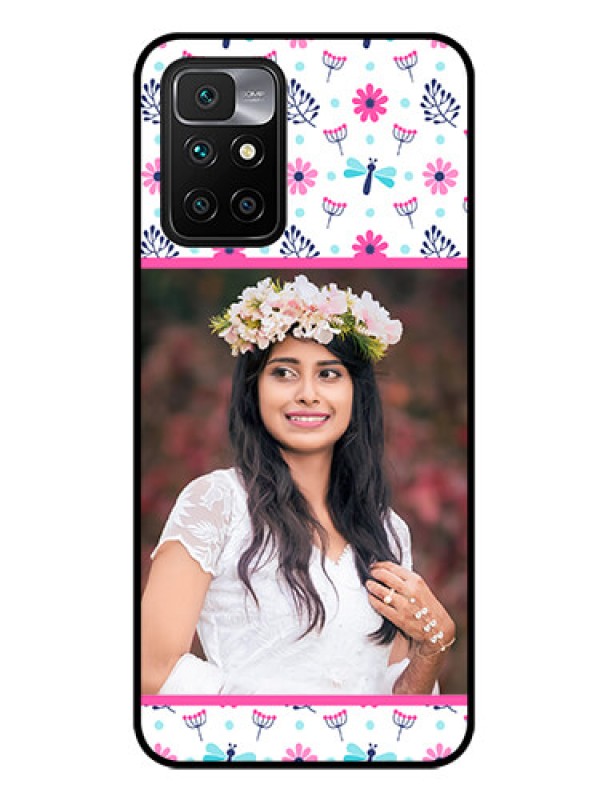Custom Redmi 10 Prime Photo Printing on Glass Case - Colorful Flower Design