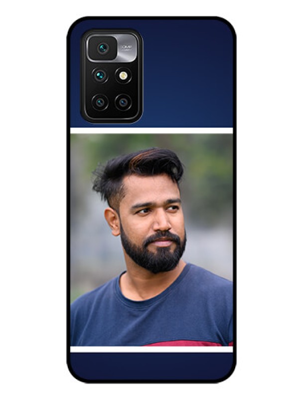 Custom Redmi 10 Prime Personalized Glass Phone Case - Simple Royal Blue Design