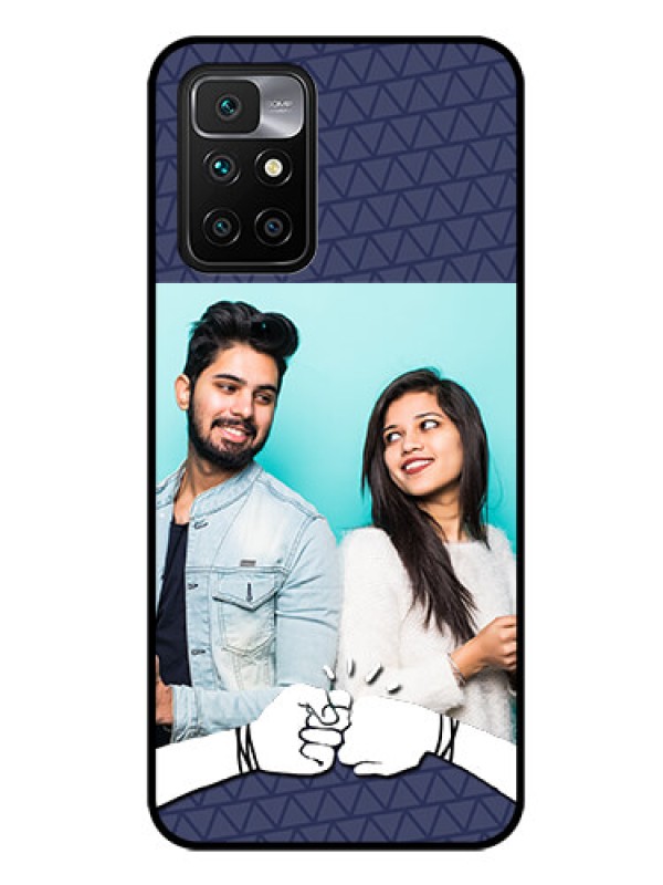 Custom Redmi 10 Prime Photo Printing on Glass Case - with Best Friends Design