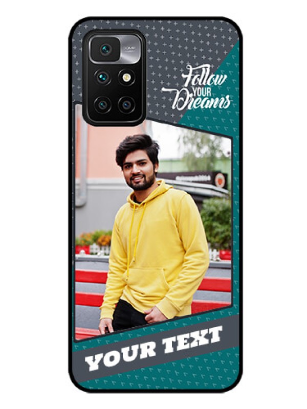 Custom Redmi 10 Prime Personalized Glass Phone Case - Background Pattern Design with Quote