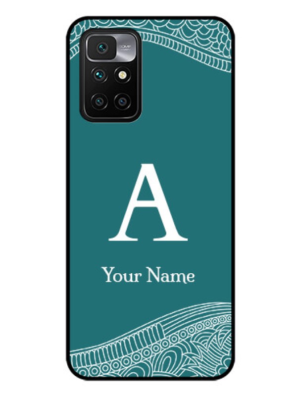 Custom Xiaomi Redmi 10 Prime Personalized Glass Phone Case - line art pattern with custom name Design