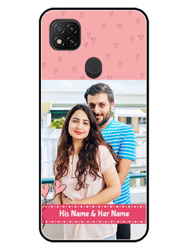 Custom Xiaomi Redmi 10A Sport Personalized Glass Phone Case - Love Design Peach Color