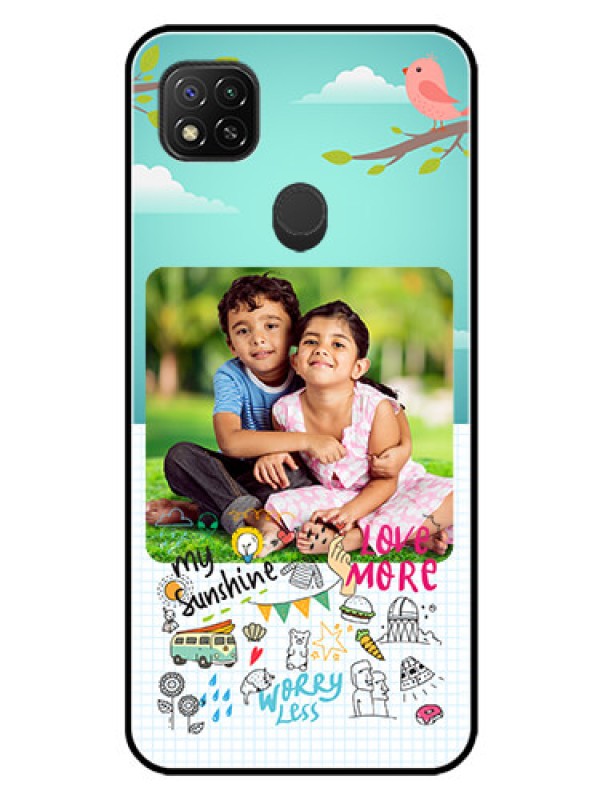 Custom Xiaomi Redmi 10A Sport Photo Printing on Glass Case - Doodle love Design
