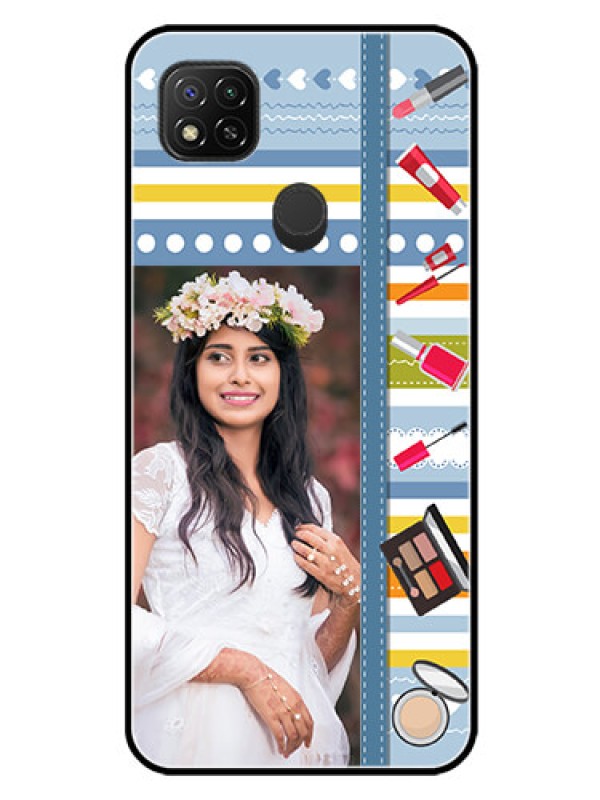 Custom Xiaomi Redmi 10A Sport Personalized Glass Phone Case - Makeup Icons Design