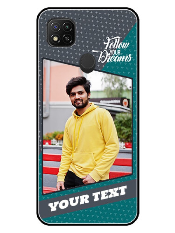 Custom Xiaomi Redmi 10A Sport Personalized Glass Phone Case - Background Pattern Design with Quote