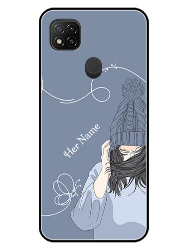 Custom Xiaomi Redmi 10A Sport Custom Glass Mobile Case - Girl in winter outfit Design