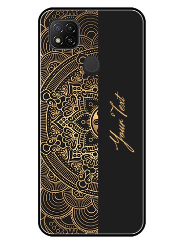 Custom Xiaomi Redmi 10A Sport Photo Printing on Glass Case - Mandala art with custom text Design