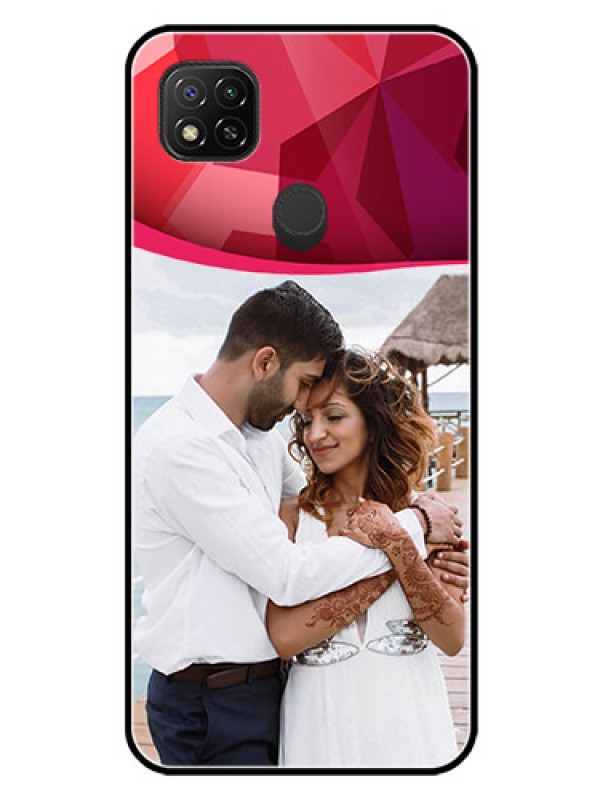 Custom Xiaomi Redmi 10A Custom Glass Mobile Case - Red Abstract Design