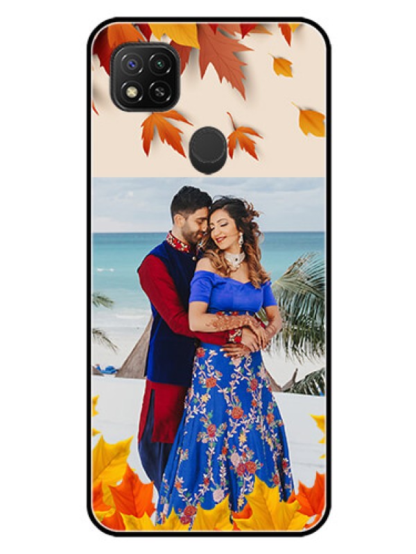 Custom Xiaomi Redmi 10A Photo Printing on Glass Case - Autumn Maple Leaves Design