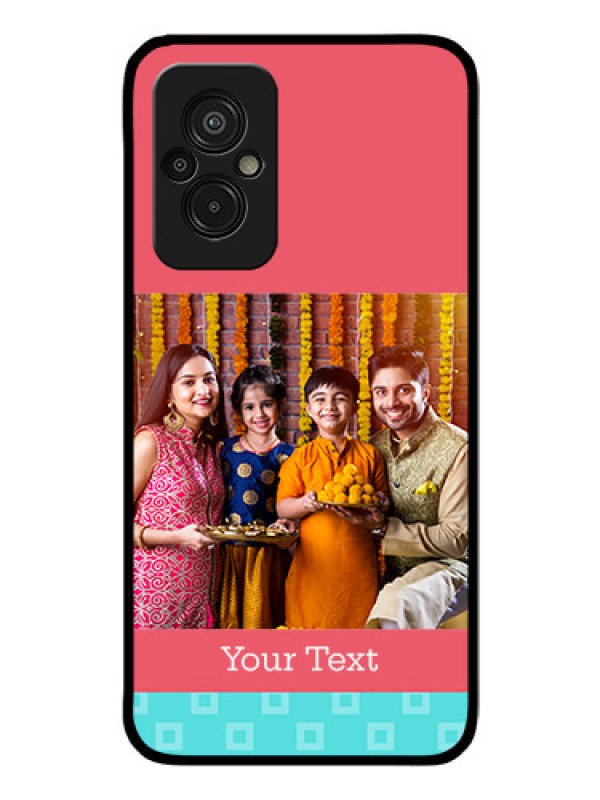 Custom Xiaomi Redmi 11 Prime 4G Personalized Glass Phone Case - Peach & Blue Color Design