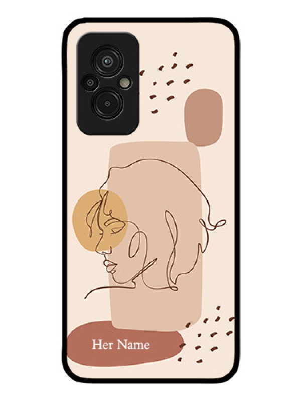 Custom Xiaomi Redmi 11 Prime 4G Photo Printing on Glass Case - Calm Woman line art Design