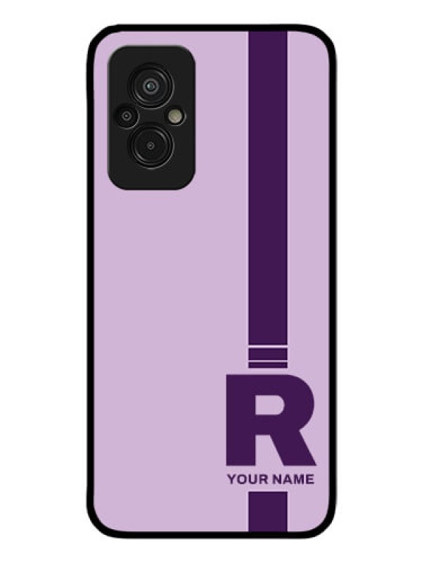 Custom Xiaomi Redmi 11 Prime 4G Photo Printing on Glass Case - Simple dual tone stripe with name Design