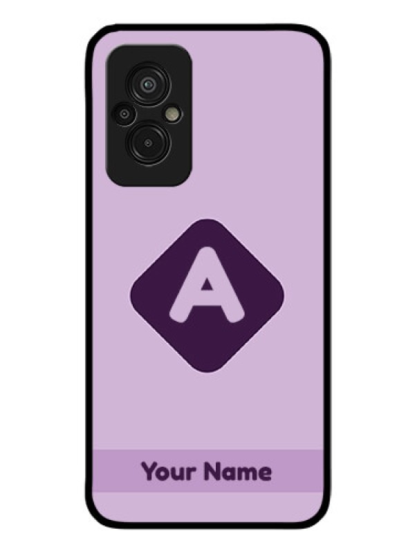Custom Xiaomi Redmi 11 Prime 4G Custom Glass Mobile Case - Custom Letter in curved badge Design