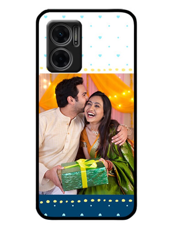 Custom Xiaomi Redmi 11 Prime 5G Personalized Glass Phone Case - White and Blue Abstract Design