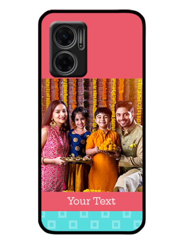 Custom Xiaomi Redmi 11 Prime 5G Personalized Glass Phone Case - Peach & Blue Color Design