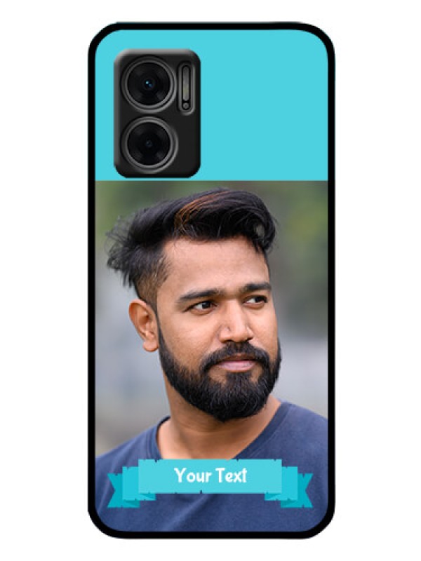 Custom Xiaomi Redmi 11 Prime 5G Personalized Glass Phone Case - Simple Blue Color Design