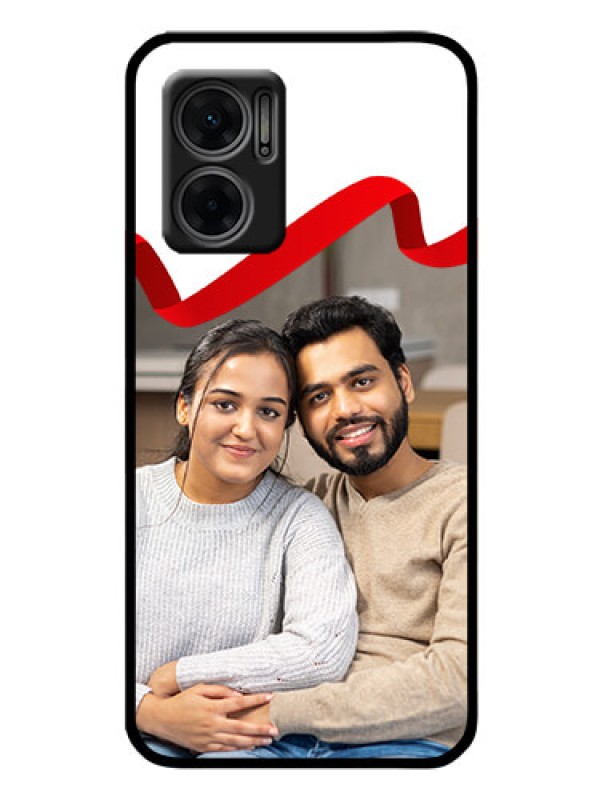 Custom Xiaomi Redmi 11 Prime 5G Photo Printing on Glass Case - Red Ribbon Frame Design
