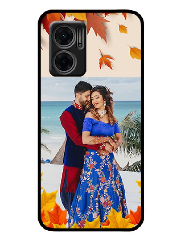 Custom Xiaomi Redmi 11 Prime 5G Photo Printing on Glass Case - Autumn Maple Leaves Design