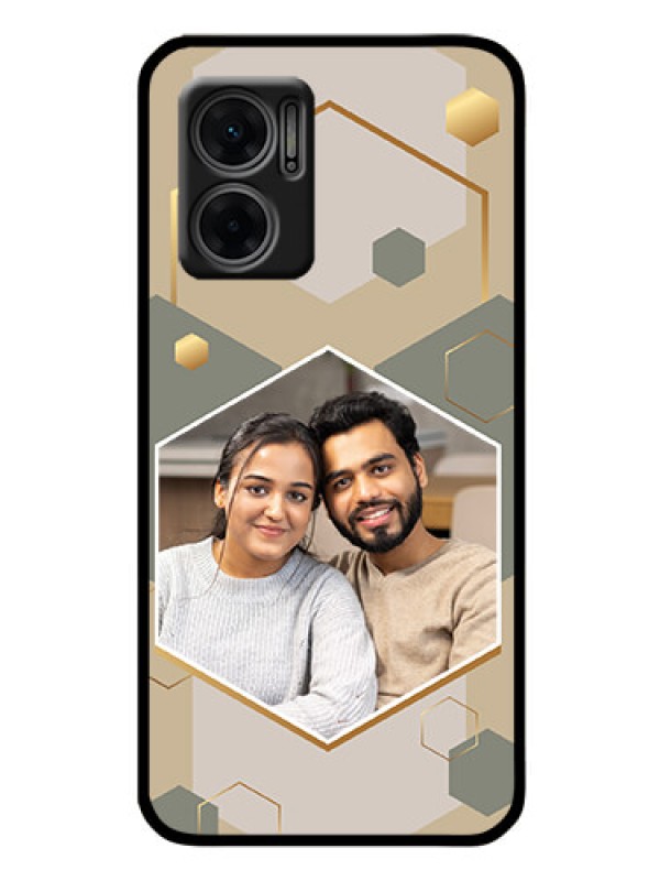 Custom Xiaomi Redmi 11 Prime 5G Photo Printing on Glass Case - Stylish Hexagon Pattern Design