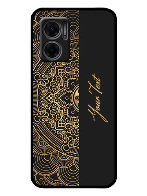 Custom Xiaomi Redmi 11 Prime 5G Photo Printing on Glass Case - Mandala art with custom text Design