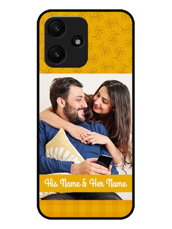 Custom Xiaomi Redmi 12 5G Custom Glass Mobile Case - Yellow Floral Design
