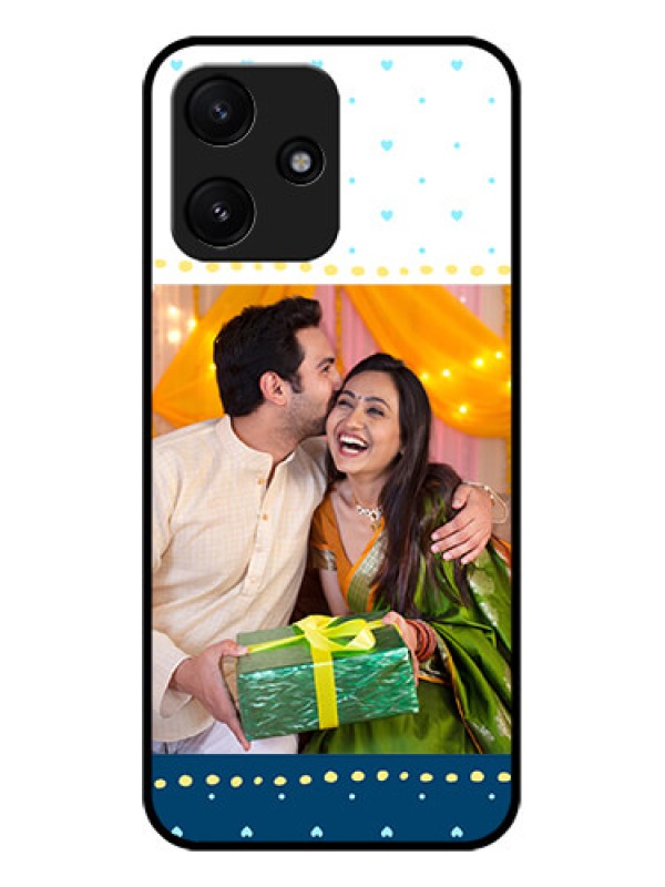 Custom Xiaomi Redmi 12 5G Personalized Glass Phone Case - White and Blue Abstract Design