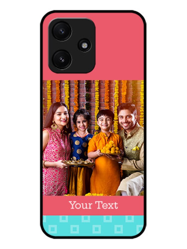Custom Xiaomi Redmi 12 5G Personalized Glass Phone Case - Peach & Blue Color Design