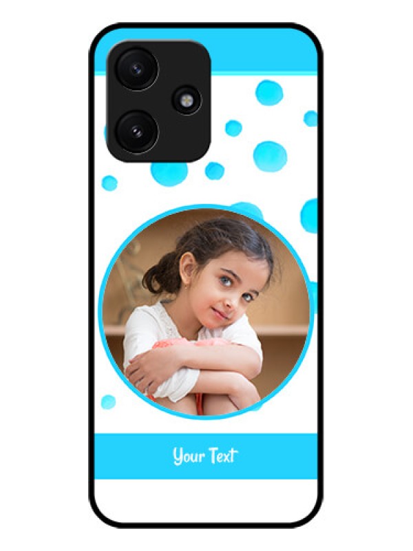 Custom Xiaomi Redmi 12 5G Photo Printing on Glass Case - Blue Bubbles Pattern Design