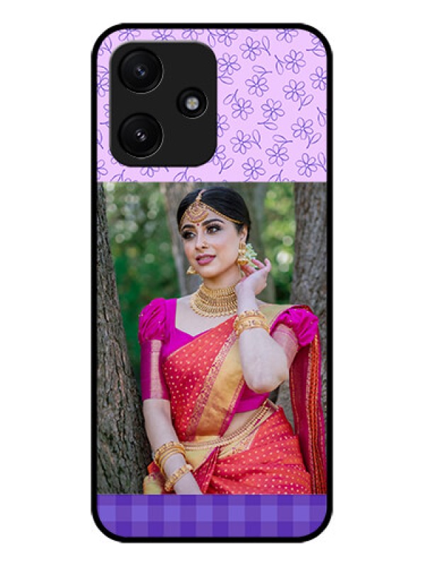 Custom Xiaomi Redmi 12 5G Custom Glass Phone Case - Purple Floral Design