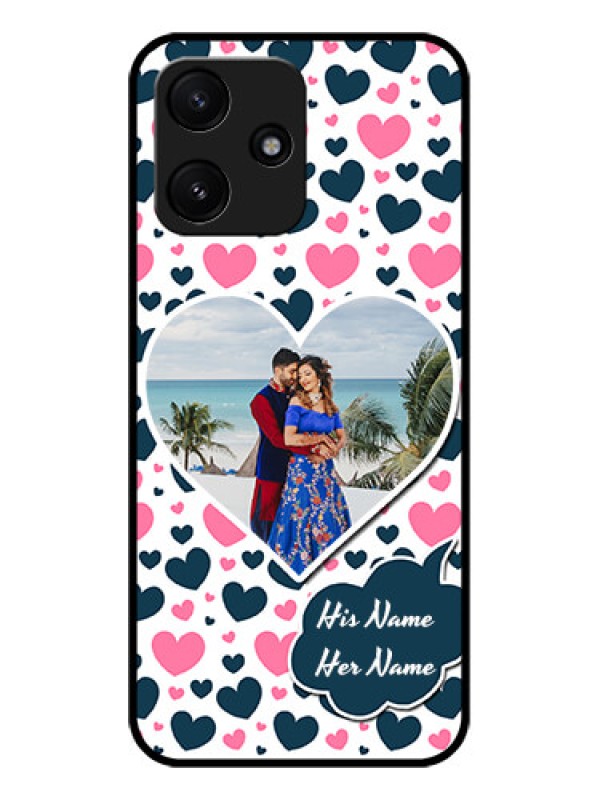 Custom Xiaomi Redmi 12 5G Custom Glass Phone Case - Pink & Blue Heart Design