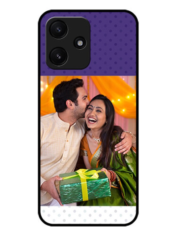 Custom Xiaomi Redmi 12 5G Personalized Glass Phone Case - Violet Pattern Design