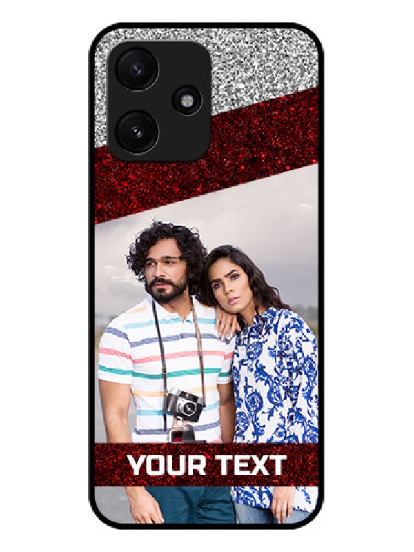 Custom Xiaomi Redmi 12 5G Personalized Glass Phone Case - Image Holder with Glitter Strip Design