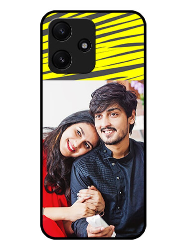 Custom Xiaomi Redmi 12 5G Photo Printing on Glass Case - Yellow Abstract Design
