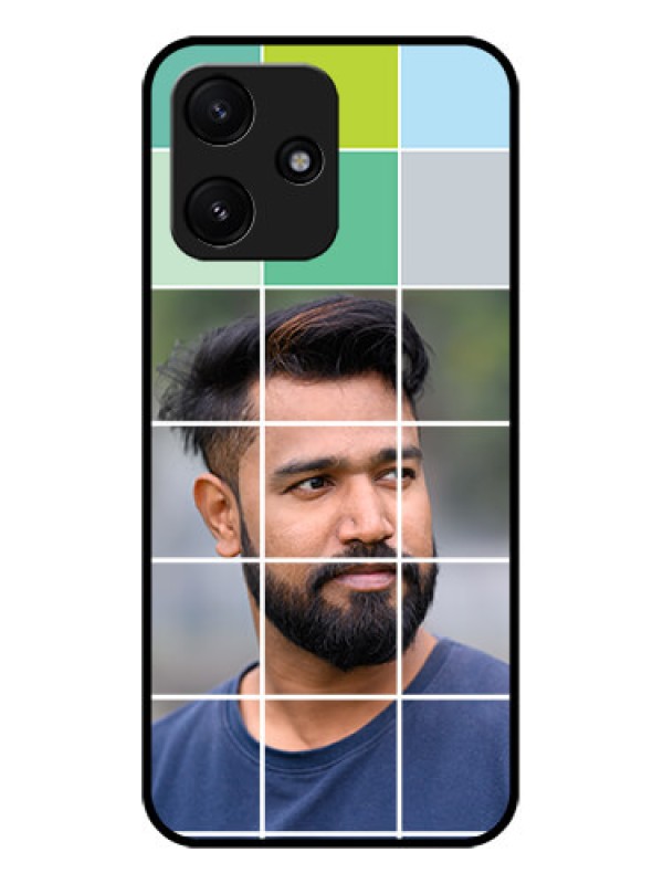 Custom Xiaomi Redmi 12 5G Photo Printing on Glass Case - with white box pattern