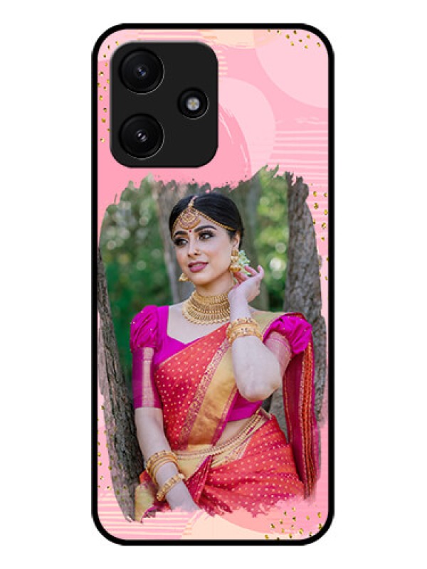 Custom Xiaomi Redmi 12 5G Personalized Glass Phone Case - Gold Glitter Splash Design
