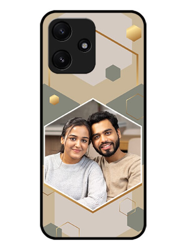 Custom Xiaomi Redmi 12 5G Photo Printing on Glass Case - Stylish Hexagon Pattern Design
