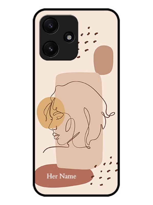 Custom Xiaomi Redmi 12 5G Photo Printing on Glass Case - Calm Woman line art Design