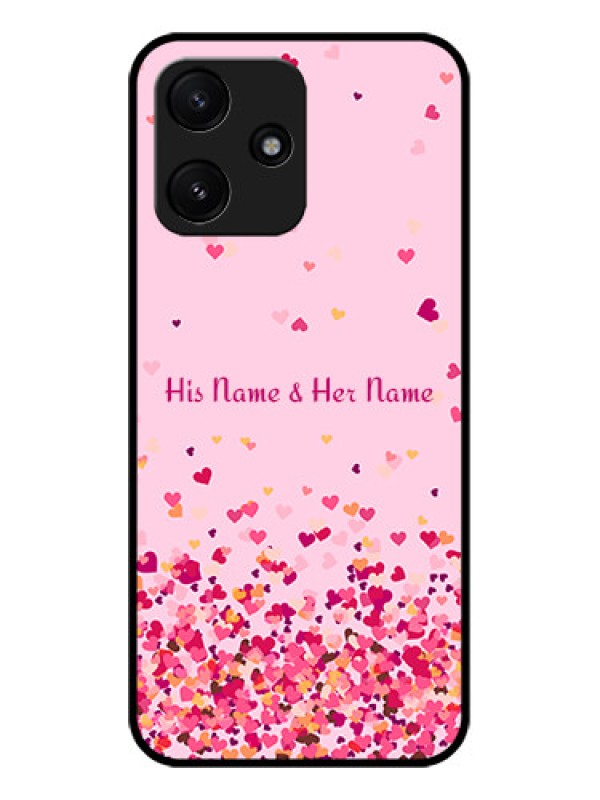 Custom Xiaomi Redmi 12 5G Photo Printing on Glass Case - Floating Hearts Design
